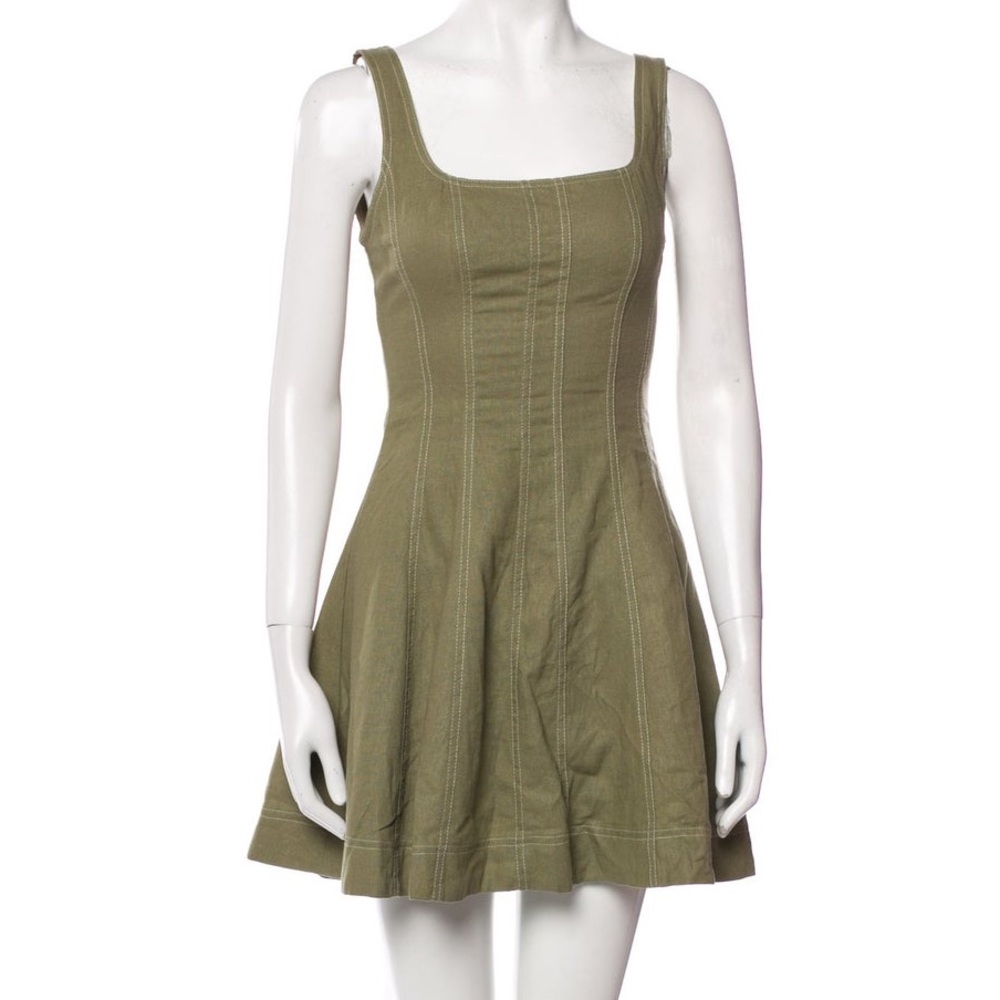 Christian Lacroix Square Neckline Mini Dress Size XS - Green Olive Color